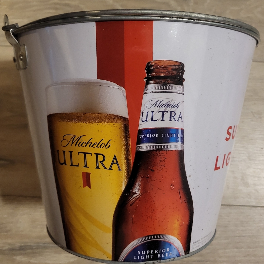Michelob Ultra Metal Bucket with handle Pre Owned